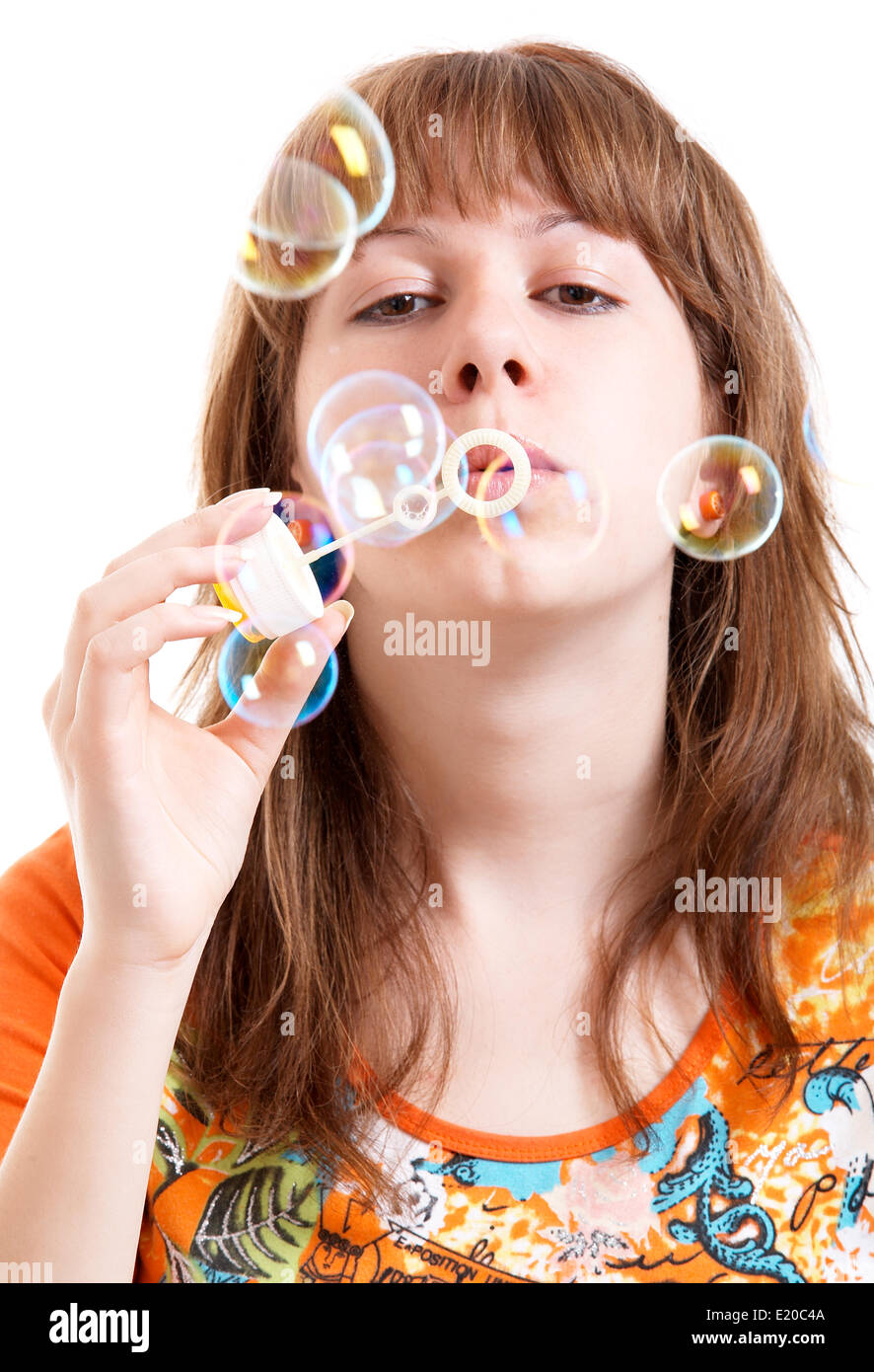 Mädchen mit bubbles Stockfoto