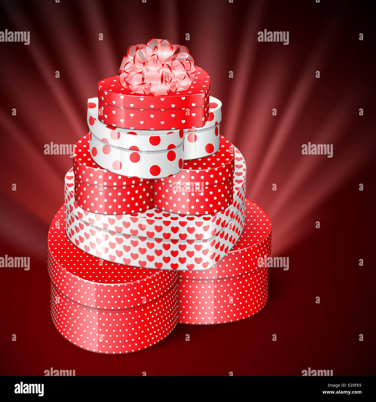 Herzförmige Geschenke Stockfoto