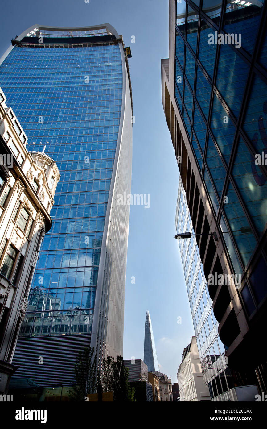 20 Fenchurch Street, London, Buliding, auch bekannt als das Walkie-Talkie-Gebäude. Stockfoto