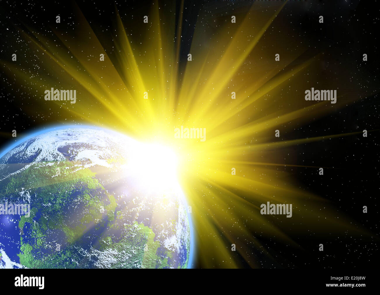 Darstellung der Sonne und der Erde Stockfoto