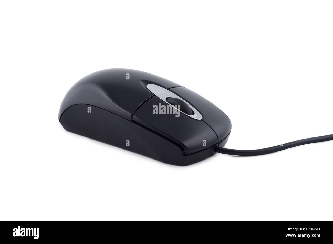 Computer Maus schwarze Farbe mit Draht. Stockfoto