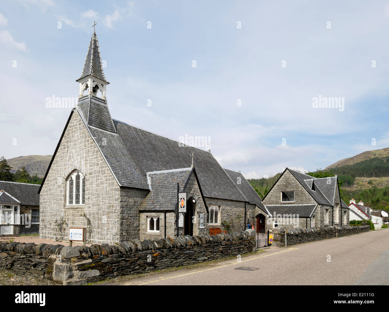 Heiliges Marys Episcopal Church in Dorf von Glencoe, Highland, Schottland, Großbritannien, Großbritannien, Europa. Stockfoto