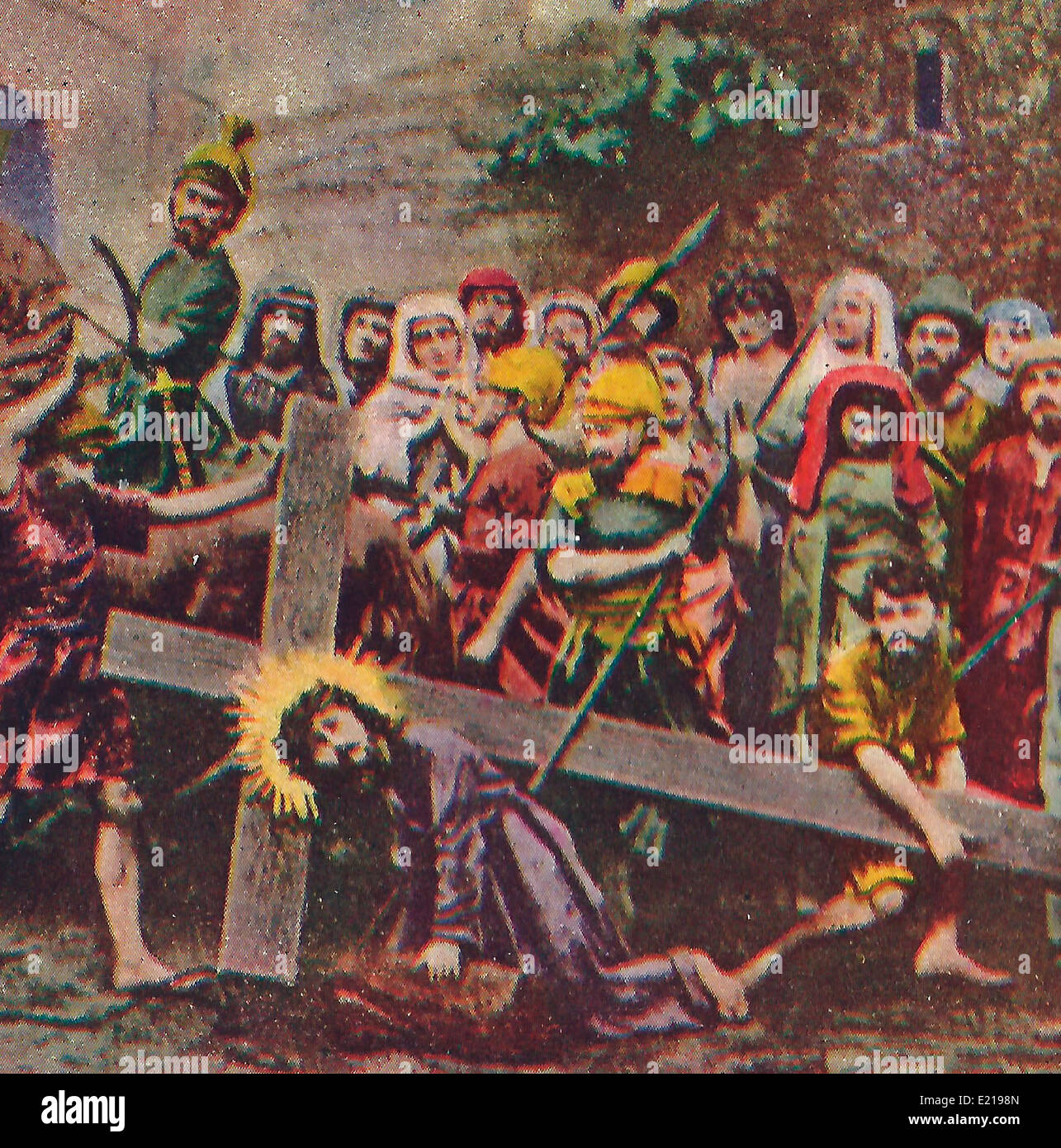 Jesus fällt zum zweiten Mal, siebte Station des Kreuzweges Stockfoto