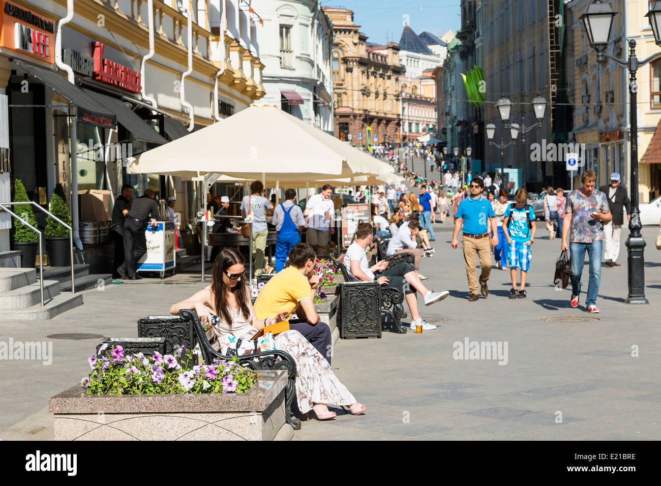 Moskau, Einkaufsstraße Stockfoto