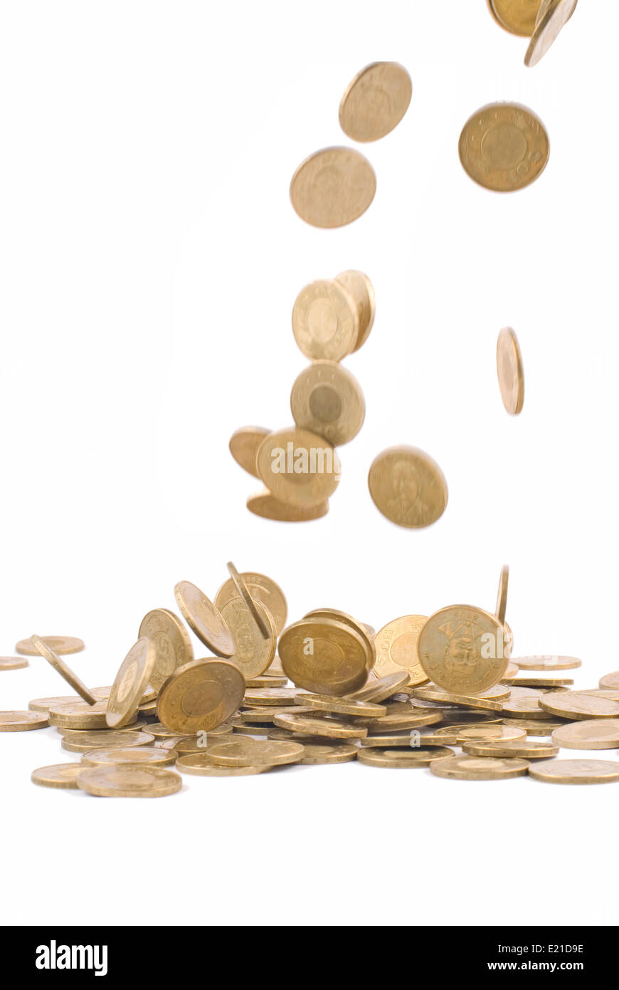 verdienen Geld-Konzept fallen goldene Münze Stockfoto