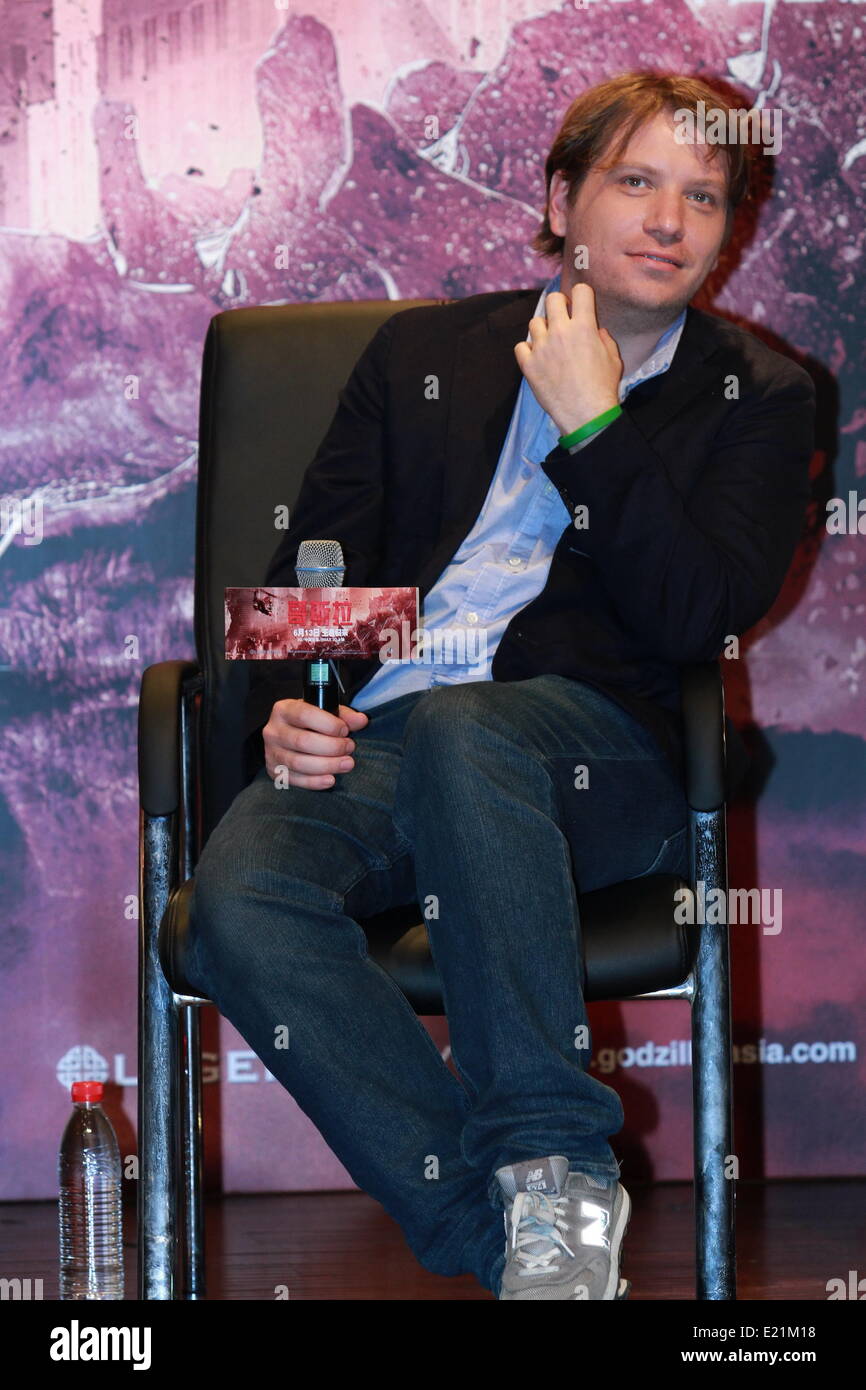 Peking, China. 11. Juni 2014. Regisseur Gareth Edwards besucht "Godzilla"-Pressekonferenz am Pekinger Filmakademie in Peking auf Mittwoch, 11. Juni 2014. Bildnachweis: TopPhoto/Alamy Live-Nachrichten Stockfoto