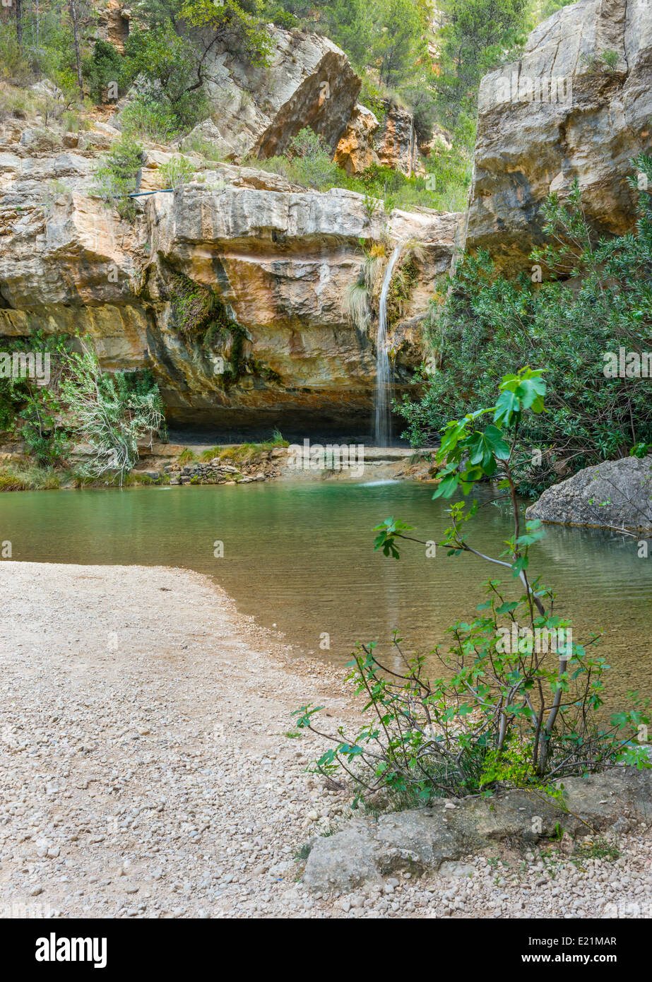 Los Charcos Fluss und Wasserfall in der Nähe von Ontinyent Valencia Provinz, Spanien Stockfoto