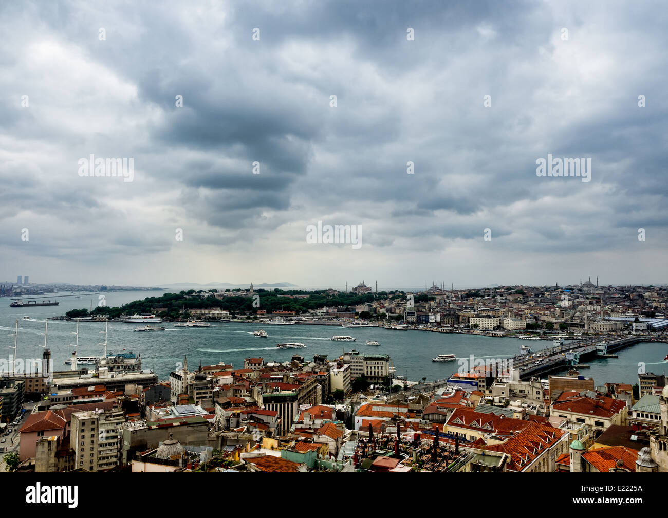 Panorama auf das Goldene Horn in Istanbul, Türkei Stockfoto