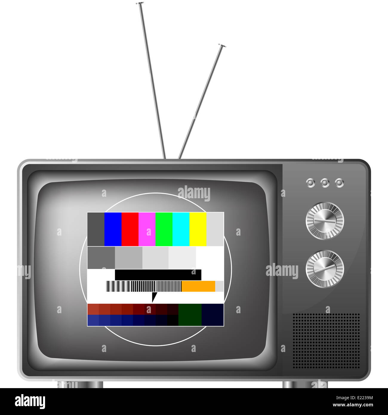 Retro-Fernseher mit Testbild Stockfoto