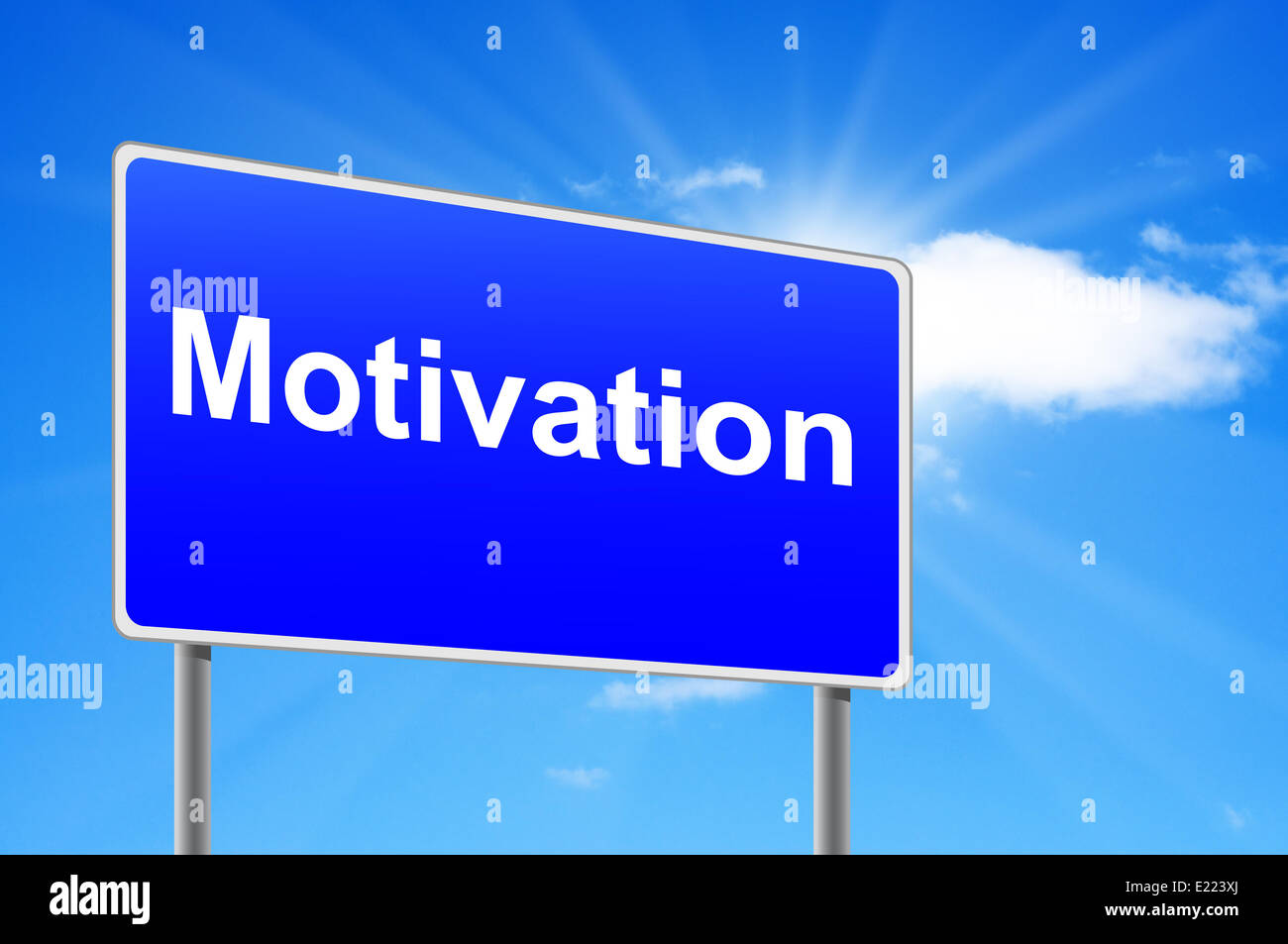 Plakat-Motivation auf Himmelshintergrund. Stockfoto