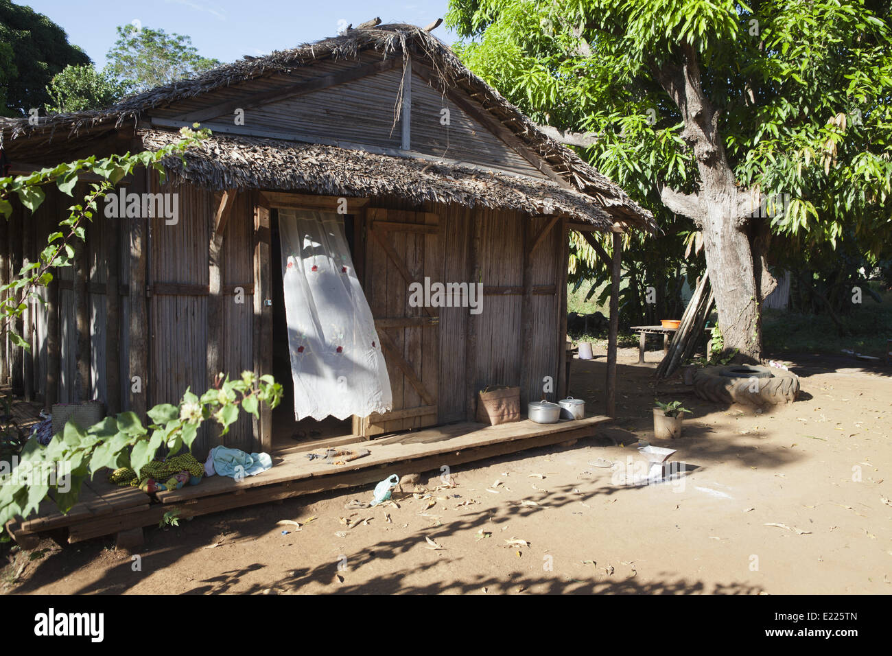 Afrikanische Stroh bauen, Madagaskar, Afrika Stockfoto