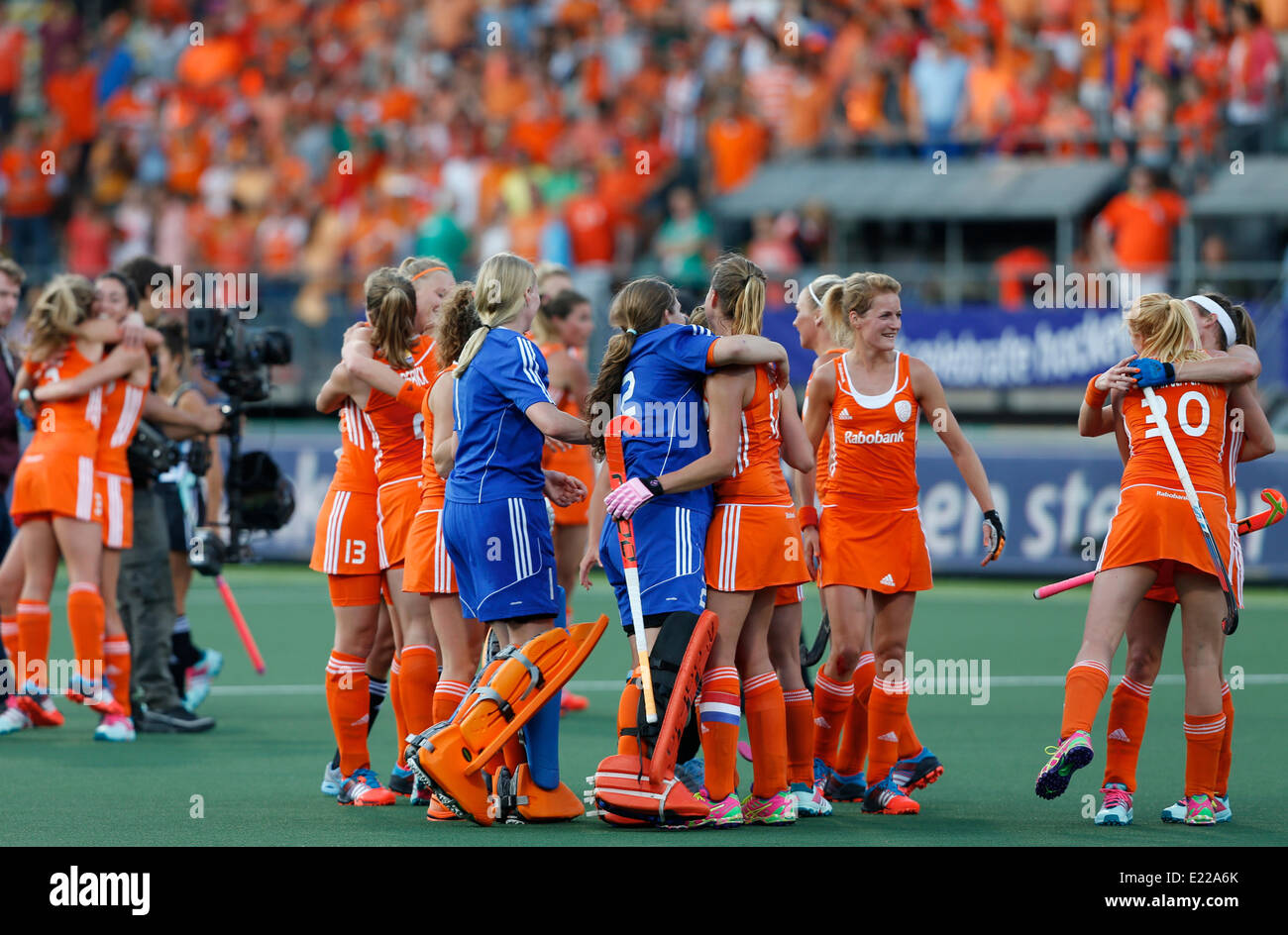 Die., Niederlande. Niederlande gegen Argentinien, Halbfinale Damen Rabobank Hockey WM 2014. Das Spiel endete 4: 0 an die Niederlande Einzug ins Finale Stockfoto