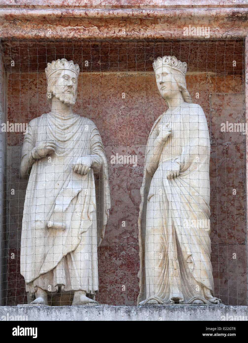 Heiligen, Marmorstatue auf das Baptisterium, Parma, Emilia-Romagna, Italien Stockfoto