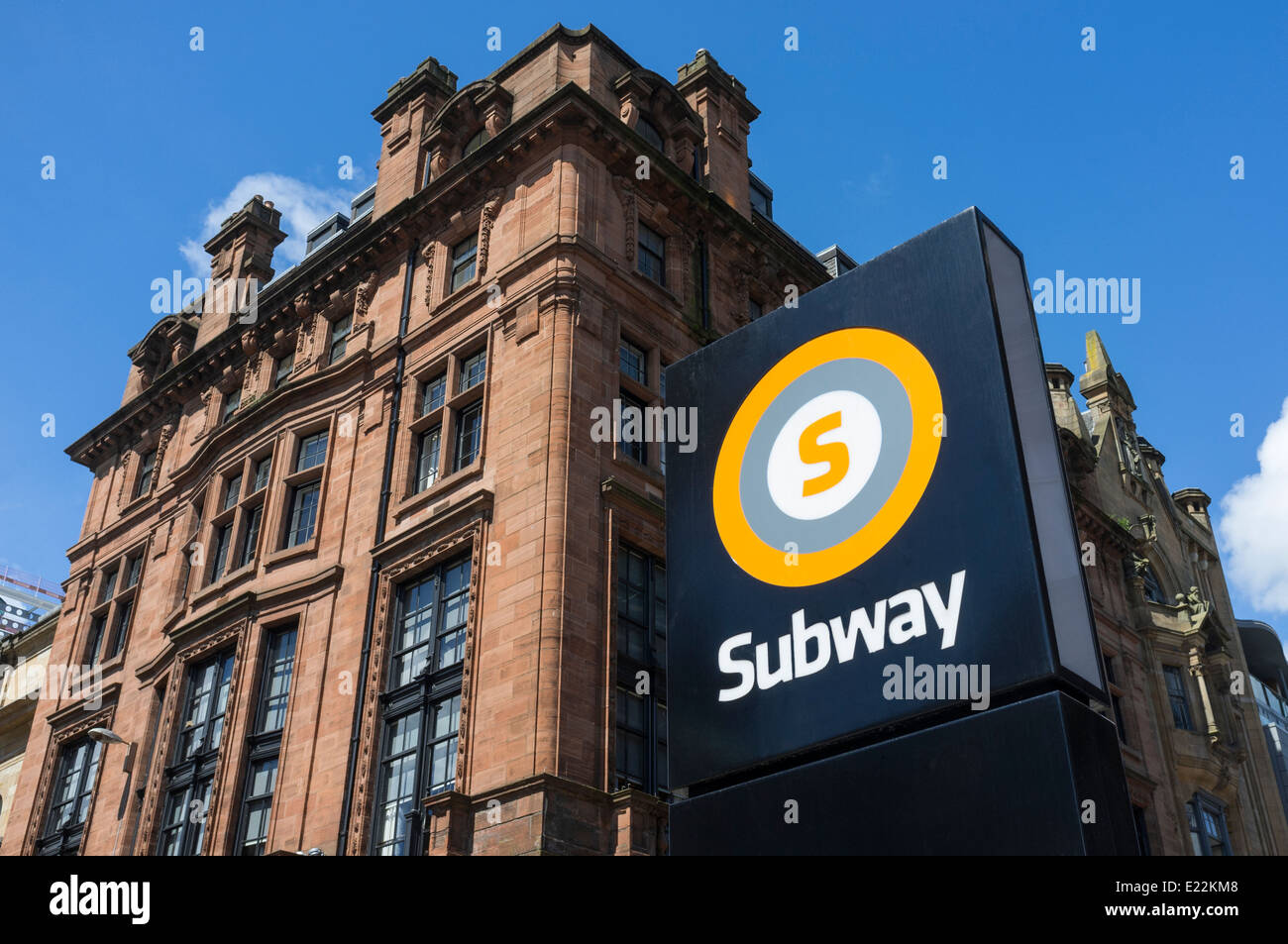 U-Bahn-Schild an der Buchanan Street U-Bahn Station, Buchanan Street, Glasgow, Schottland, UK Stockfoto