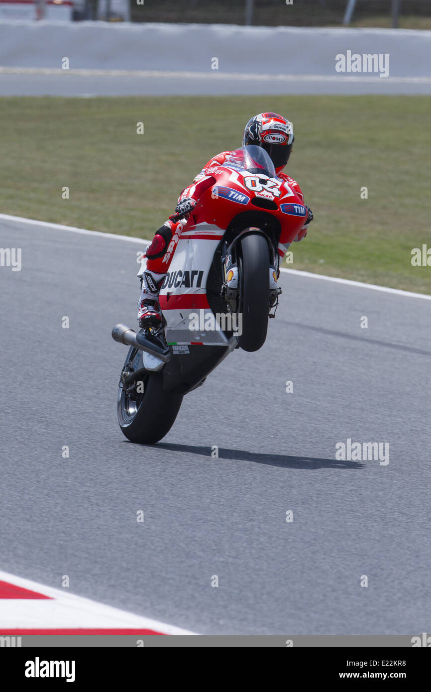 Bacelona, Spanien. 13. Juni 2014. BARCELONA Spanien -13 Jun: Andrea Dovizioso in der Moto GP frei Praxis feierte in der Barcelona-Catalunya Rennstrecke am 13. Juni 2014 Foto: Mikel Trigueros/Urbanandsport/Nurphoto Credit: Mikel Trigueros/NurPhoto/ZUMAPRESS.com/Alamy Live News Stockfoto