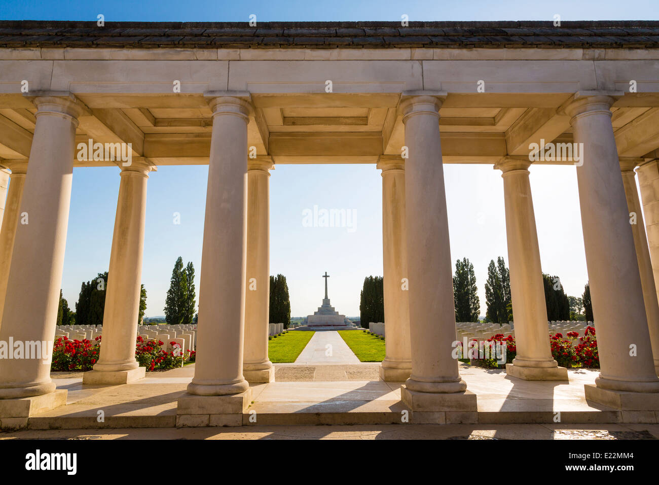 Tyne Cot Welt ein Soldatenfriedhof, der größten britischen Soldatenfriedhof in der Welt. in der Nähe von Ypern, Flandern, Zonnebeke, Belgien Stockfoto