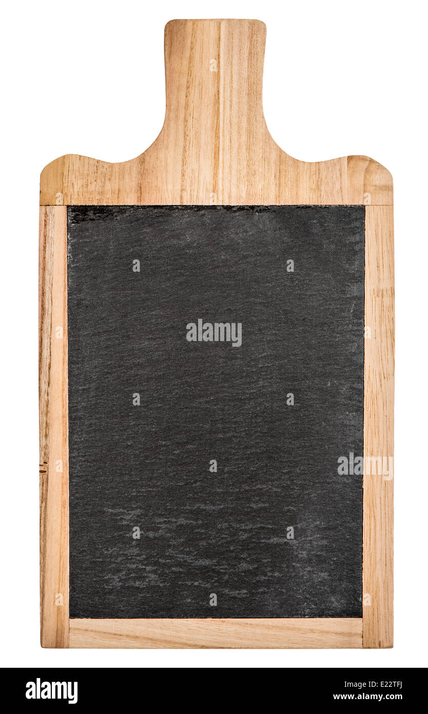 Küche-Board mit Tafel für Ihren Text und Rezept isoliert auf weißem Hintergrund Stockfoto
