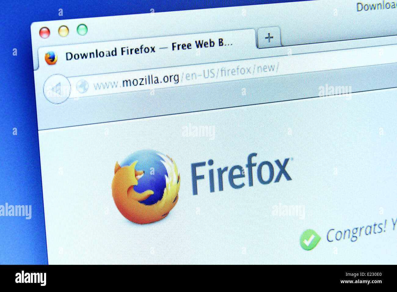 Foto von Mozilla Firefox Webseite auf einem Bildschirm. Mozilla Firefox ist eine freie und Open-Source Web-browser Stockfoto