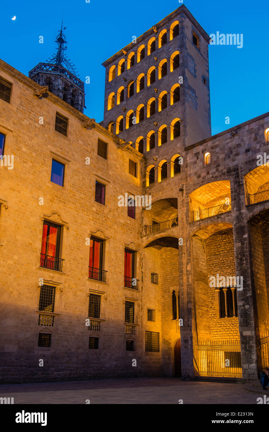 Mirador del Rei Marti mittelalterlichen Turm, Plaza del Rey oder Placa del Rei, Barcelona, Katalonien, Spanien Stockfoto