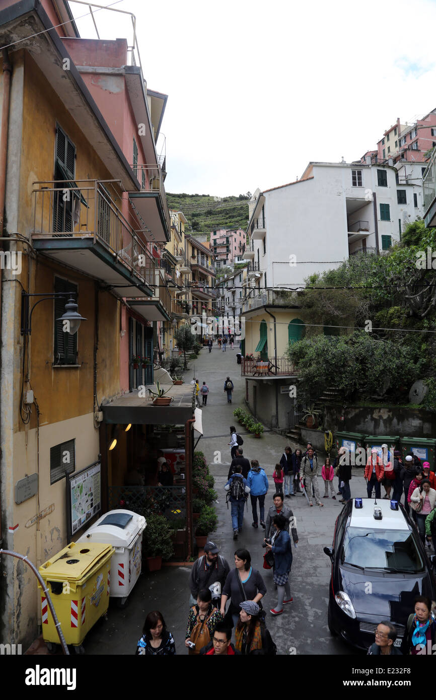 Manarola, Italien, eines der Cinque Terre, UNESCO-Welterbestätten Stockfoto