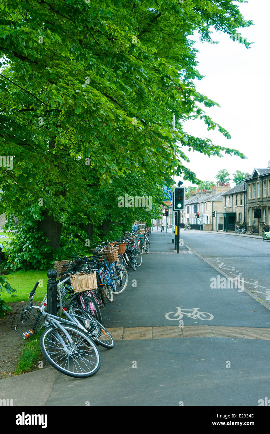 Fahrräder parken auf Cambridge street Stockfoto