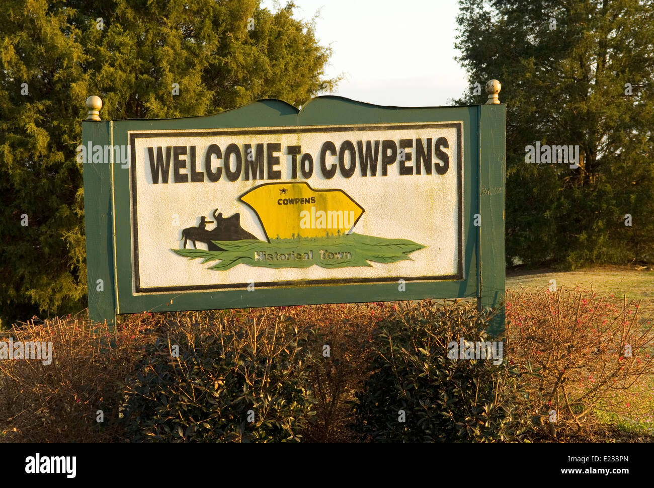 Die cowpens South Carolina, USA Willkommen. Stockfoto
