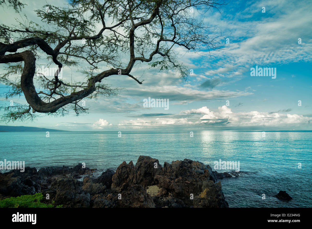 Sehr ruhiges Meer und Wolken. Maui, Hawaii Stockfoto