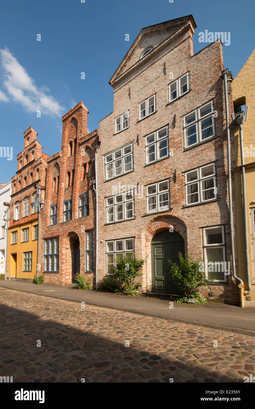 alte Kaufmannshäuser in der Straße Depenau von Lübeck, Schleswig-Holstein, Deutschland Stockfoto