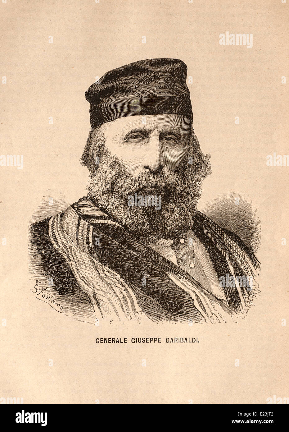 Giuseppe Mazzini aus dem Buch der Jessie W. Mario des Lebens von Mazzini.  Der General Giuseppe Garibaldi Stockfoto