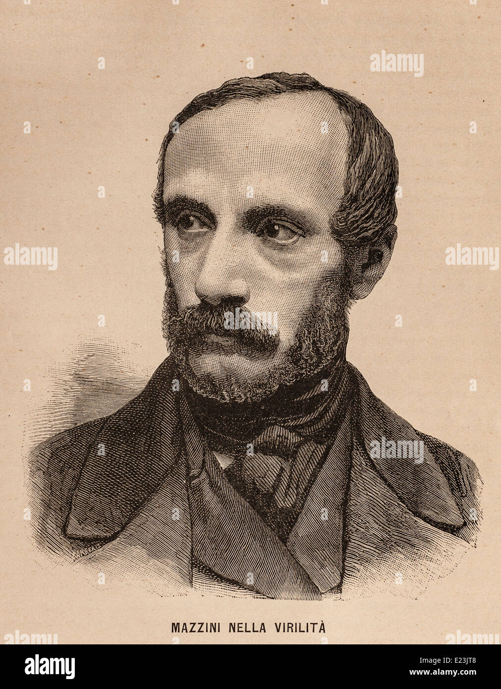 Giuseppe Mazzini aus dem Buch der Jessie W. Mario des Lebens von Mazzini. Porträt von Giuseppe Mazzini Stockfoto