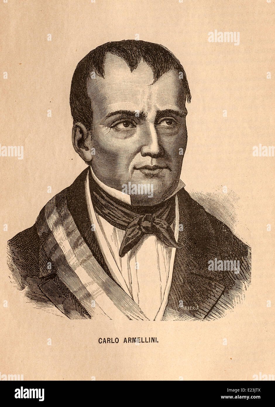 Giuseppe Mazzini aus dem Buch der Jessie W. Mario des Lebens von Mazzini. Porträt von Carlo Armellini Stockfoto