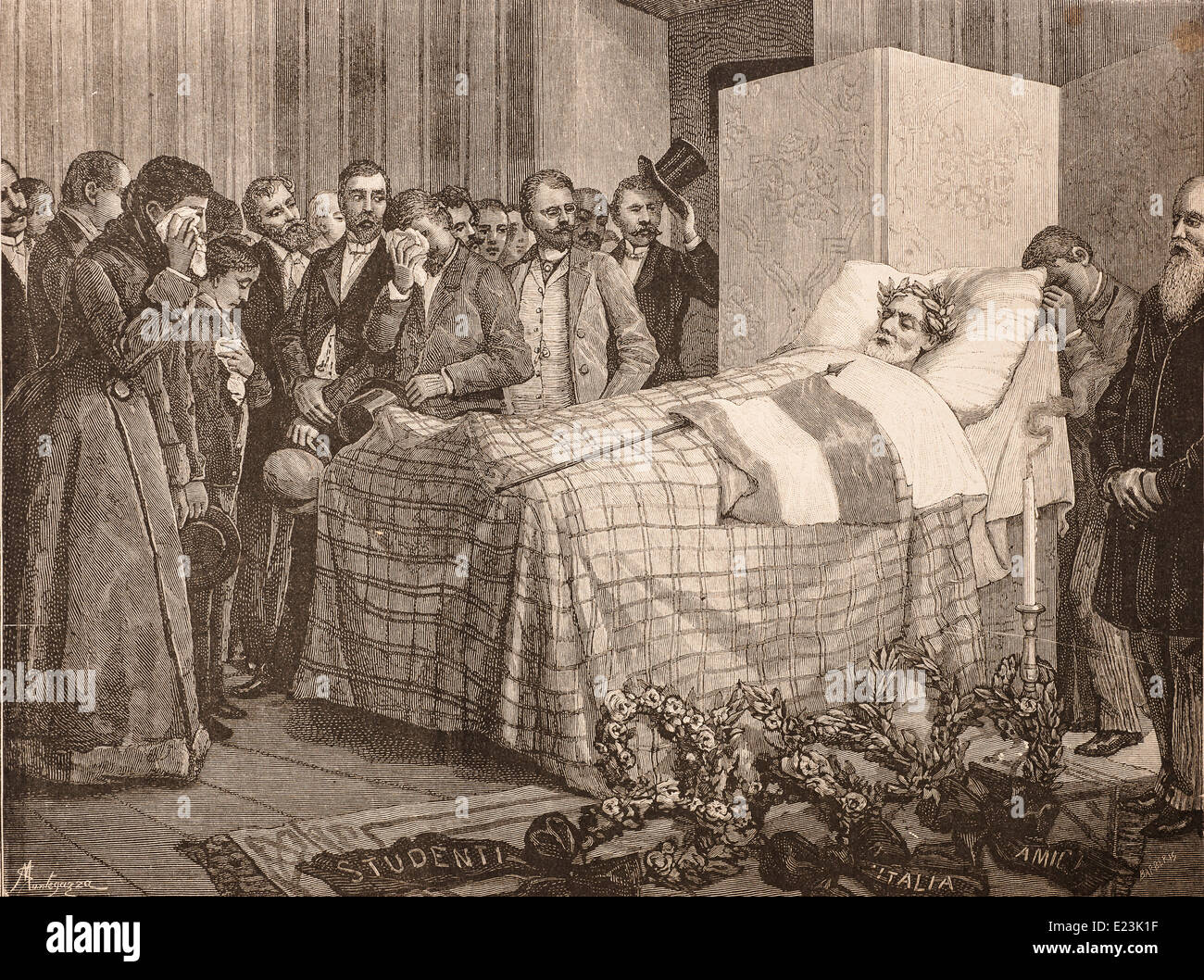 Giuseppe Mazzini, aus dem Buch der Jessie W. Mario des Lebens von Mazzini. Mazzini in das Bett des Todes Stockfoto