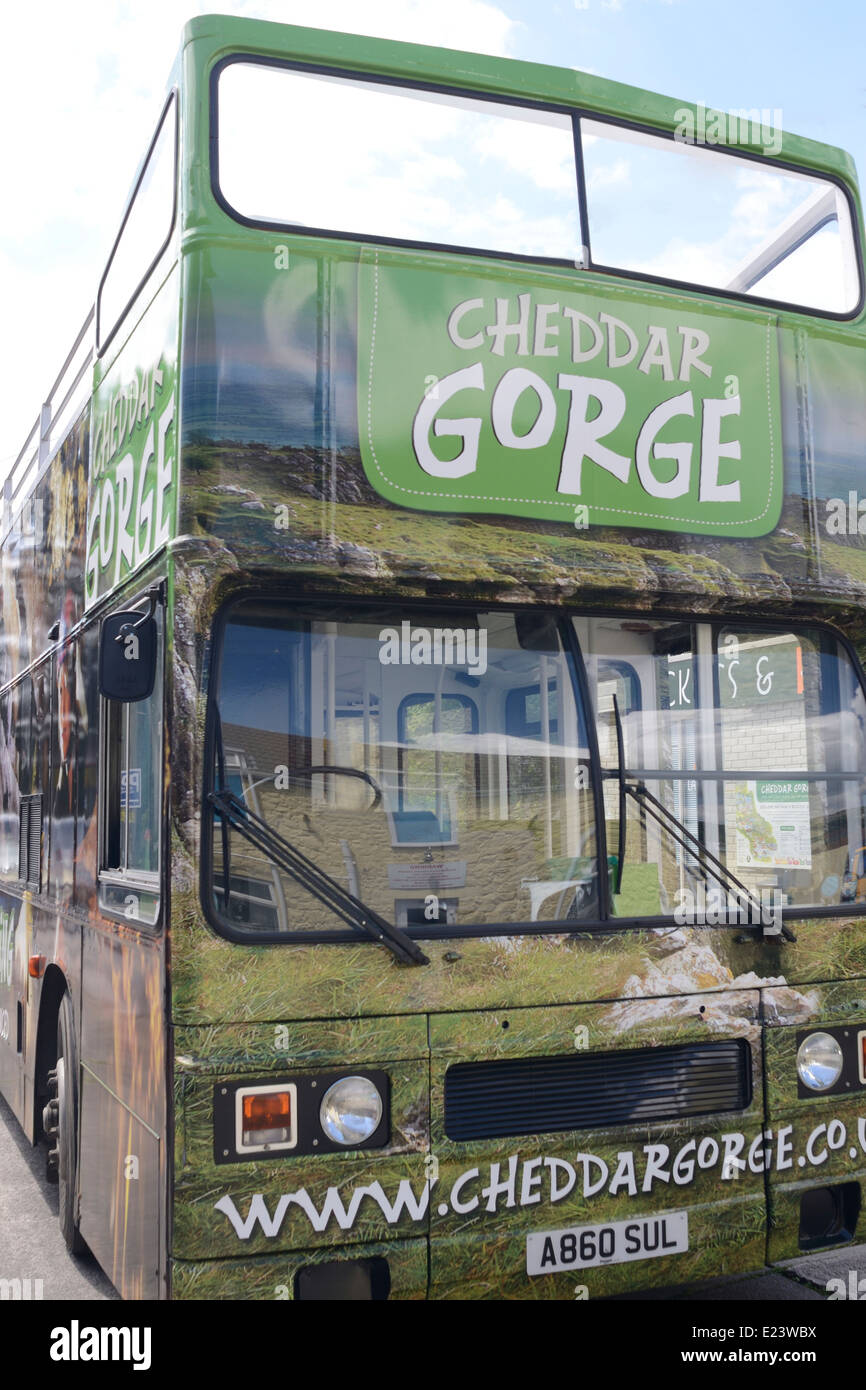 Cheddar Gorge Tour-bus Stockfoto