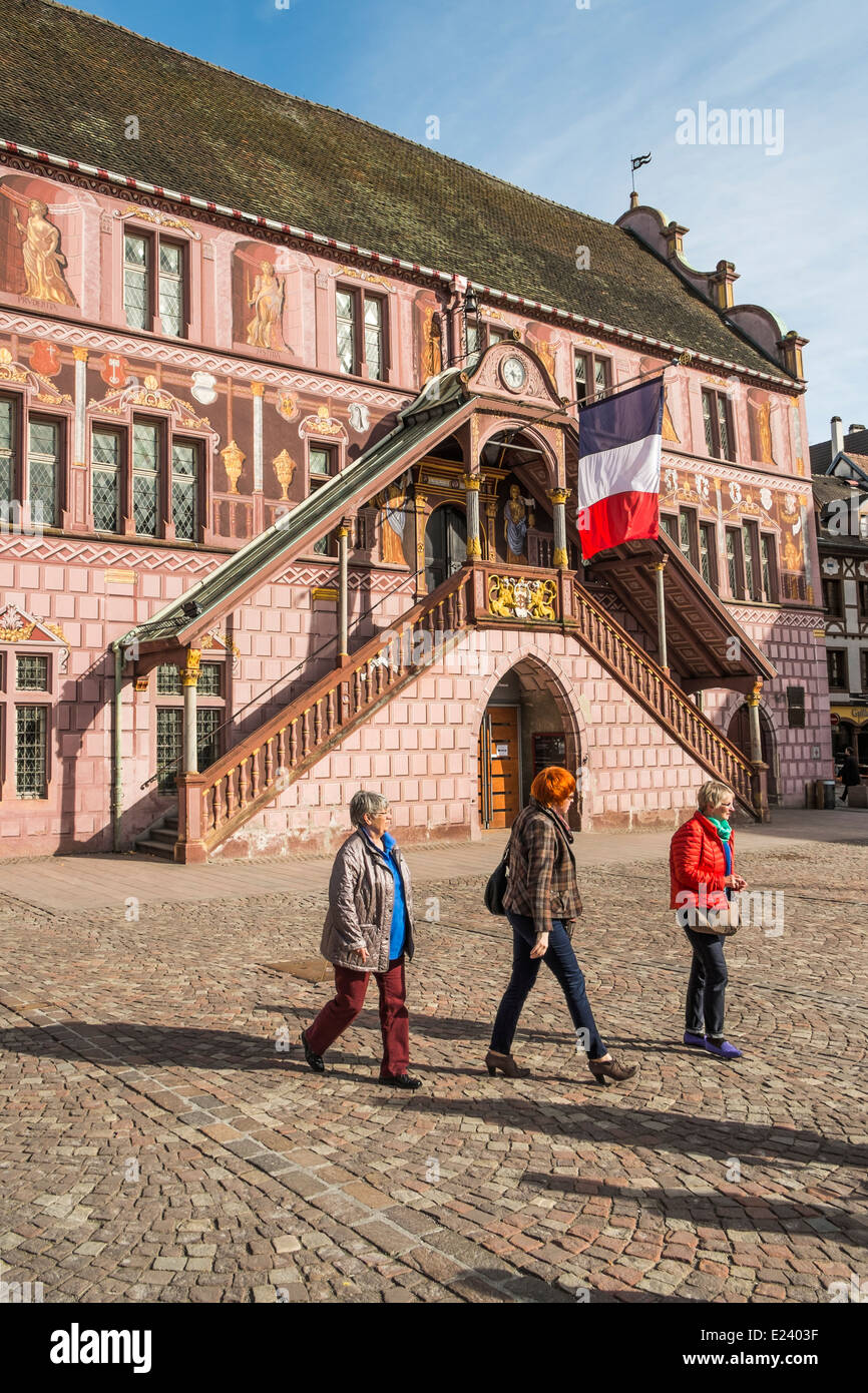 Renaissance-Fassade an das ehemalige Rathaus, heute ein Museum, Mülhausen, Elsass, Frankreich Stockfoto