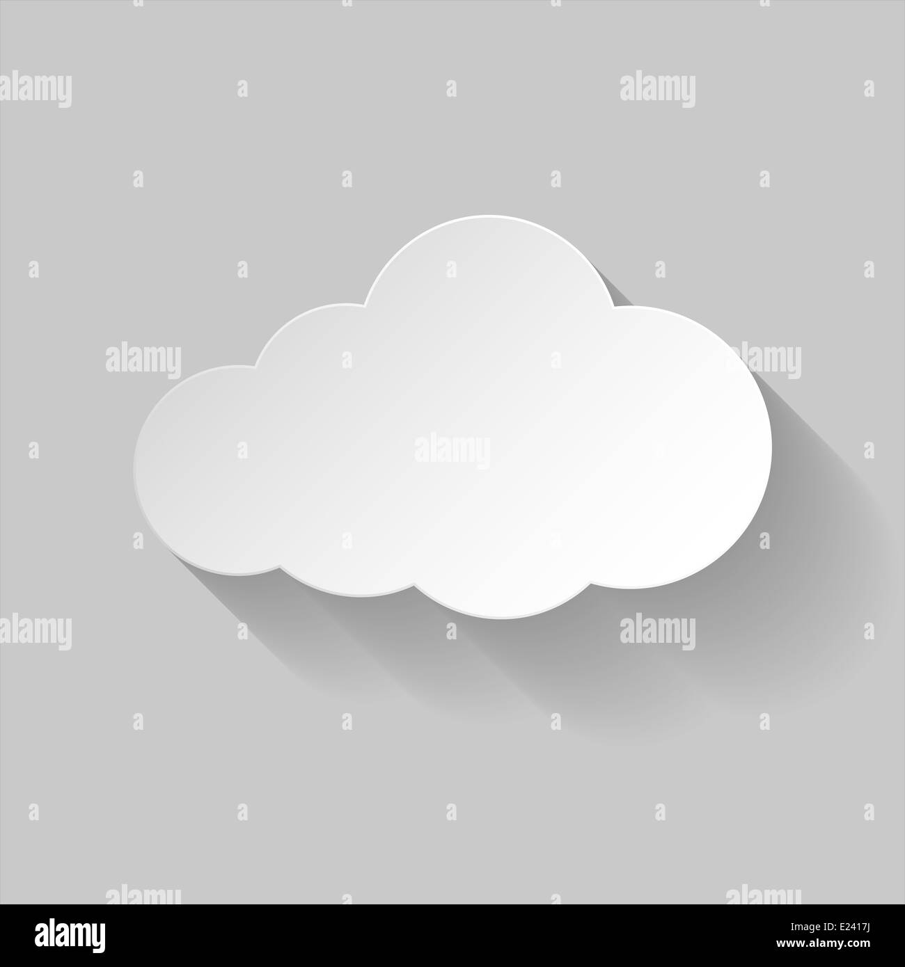 Papier-Wolke im flachen Stil auf grauem Hintergrund Stockfoto