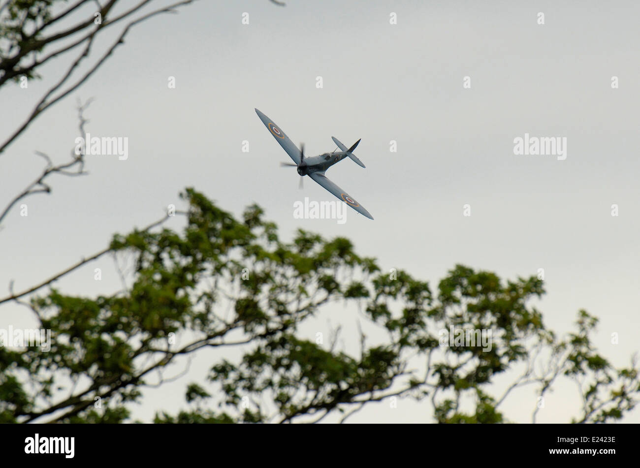 Spitfire fliegt beim Boys Toys Event im Hylands Park. Supermarine Spitfire PR11 Stockfoto