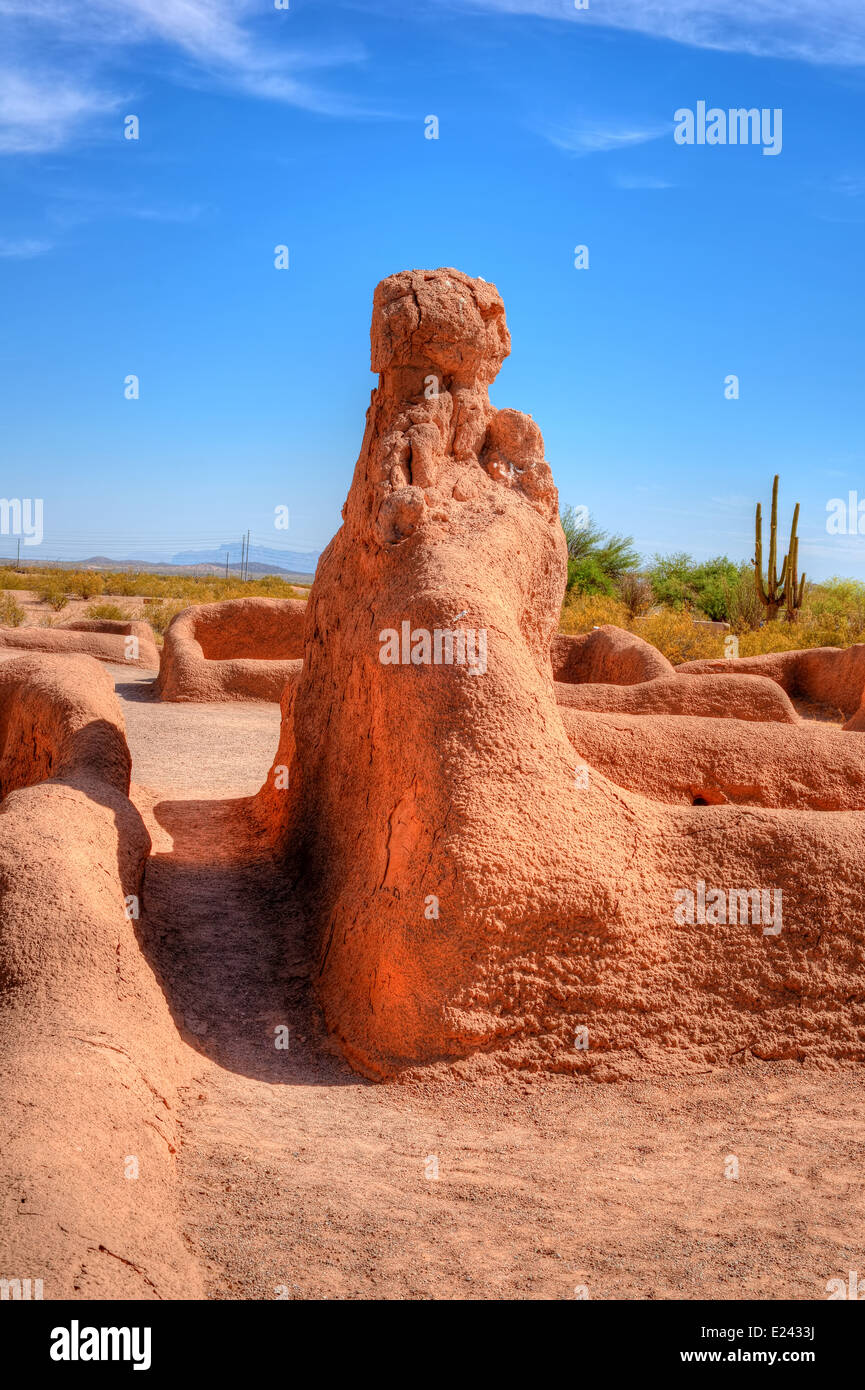 Casa Grande Ruins National Monument der präkolumbianischen Hohokam-Indianer in Arizona USA Stockfoto