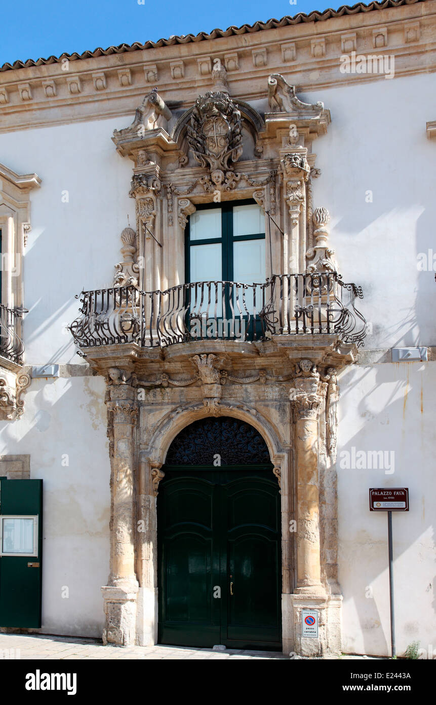 Sizilianischen Barock Palazzo Favo Sizilien Stockfoto