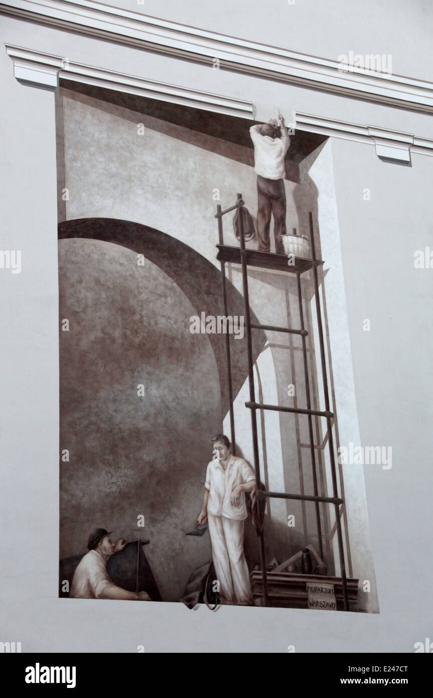 Wandbild an der Seite eines Gebäudes in Warschau Neustadt Stockfoto