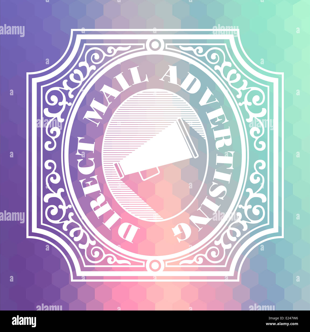 Direct Mail-Werbung. Pastell-Vintage-Design-Konzept. Stockfoto