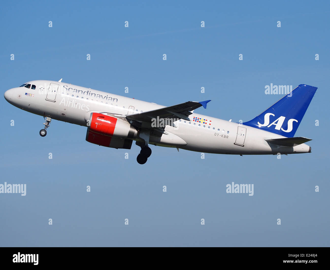 OY-KBR SAS Scandinavian Airlines Airbus A319-131 Start vom Schiphol (AMS - EHAM), den Niederlanden, 16. Mai 2014, Bild 2 Stockfoto