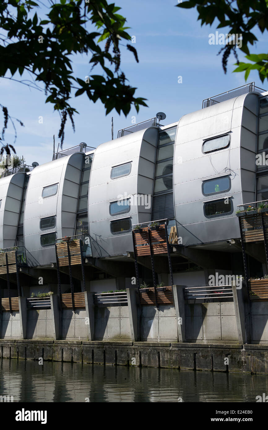 Nicholas Grimshaw Häuser Union Walk Regents Canal Grande Camden London Stockfoto