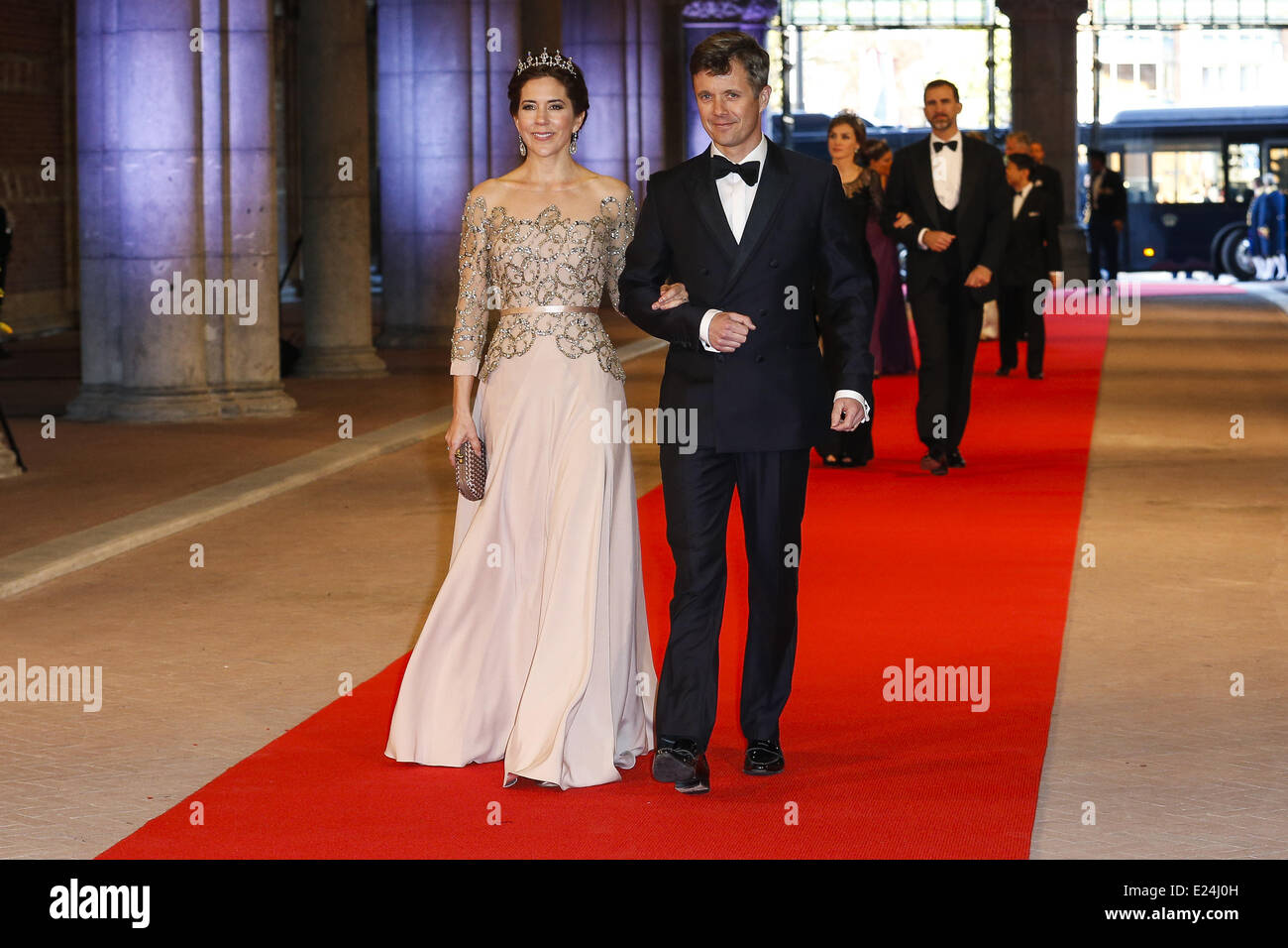 Prinzessin Mary und Ehemann Prinz Frederik von Dänemark bei einem Gala-Dinner vor der Abdankung von Königin Beatrix der Niederlande.  Wo: Amsterdam, Niederlande bei: 29. April 2013 Stockfoto