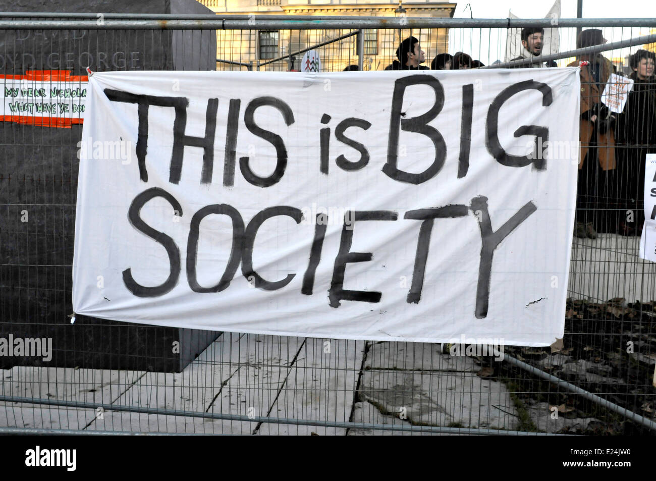 Ein Banner, lesen, "Das ist big Society". Ein Slogan verwendet sehr oft durch die konservativ-liberale Demokrat-Koalition. Stockfoto
