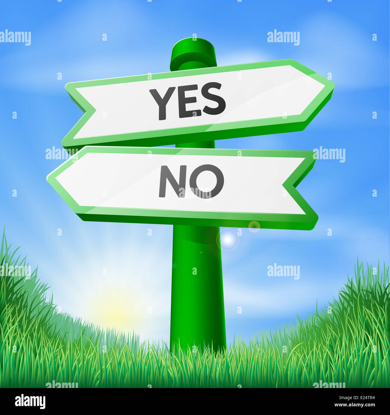 Ja oder Nein Zeichen Konzept mit eine Wahl zu treffen Stockfoto