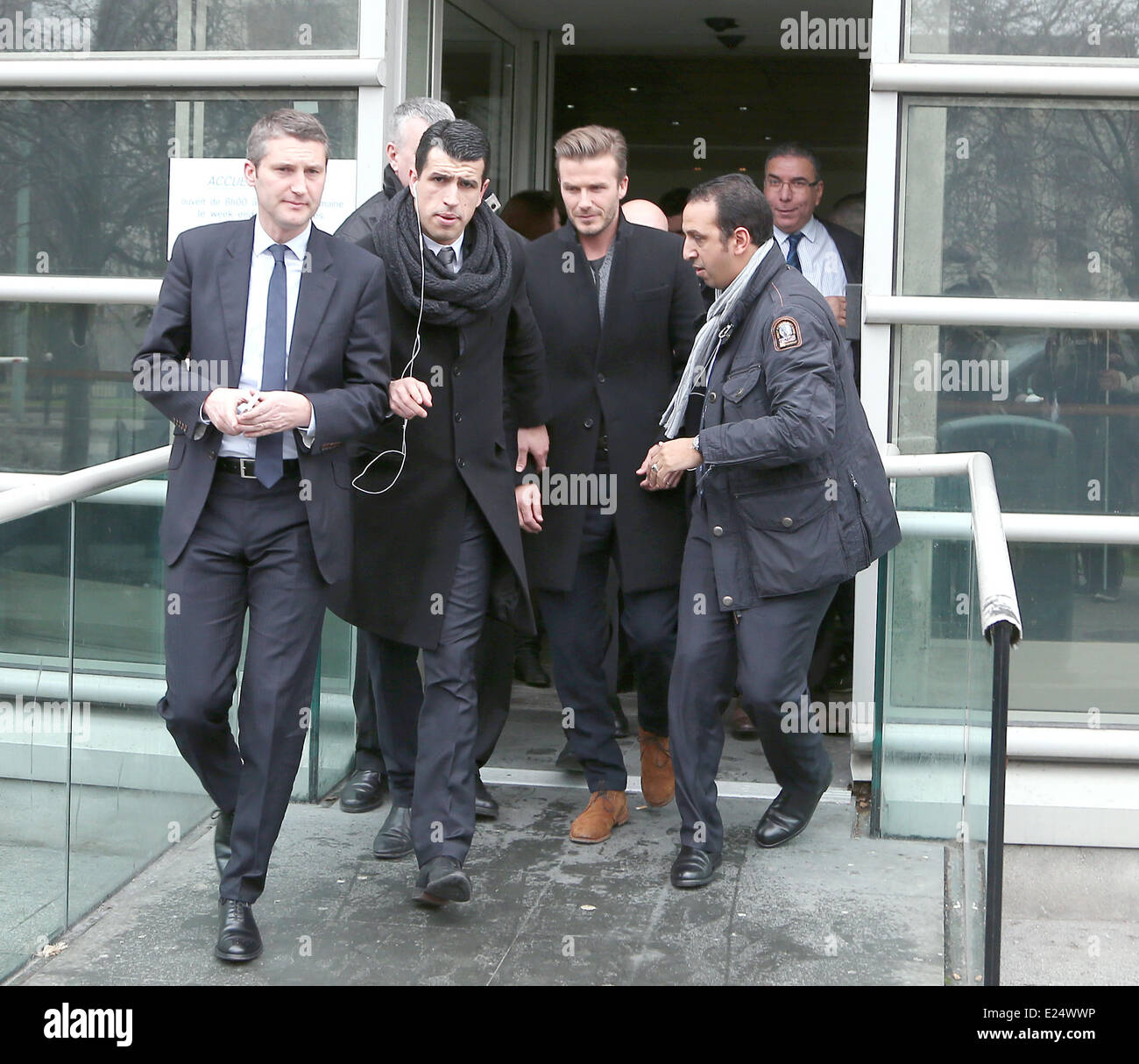 David Beckham kommt in einem französischen Krankenhaus an einer medizinischen Featuring: David Beckham Where: Paris, Frankreich bei: 31. Januar 2013 Stockfoto