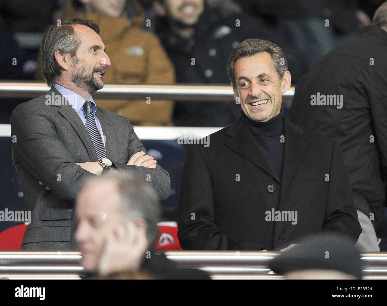 Paris Saint-Germain Vs Montpellier statt am Parc de Princes Featuring: Nicolas Sarkozy Where: Paris, Frankreich: 29. März 2013 Cr Stockfoto