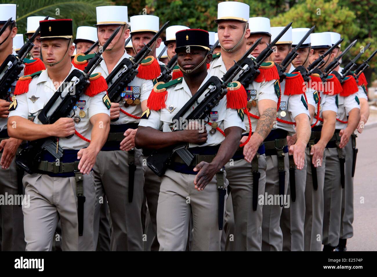 Camp Raffalli, Heimat des 2e REP, ein airborne Regiment von Franzose-Fremdenlegion. Camp Raffalli das 2e rep ist in der Nähe die Corsica Calvi, stationiert. Benannt nach Major Rémy Raffalli, 2e BEP wurde erweitert, um eine vollständige Regiment und wurde das 2. ausländische Fallschirm-Regiment umbenannt.  Wo: Calvi, Korsika, Frankreich bei: 12. April 2013 Stockfoto