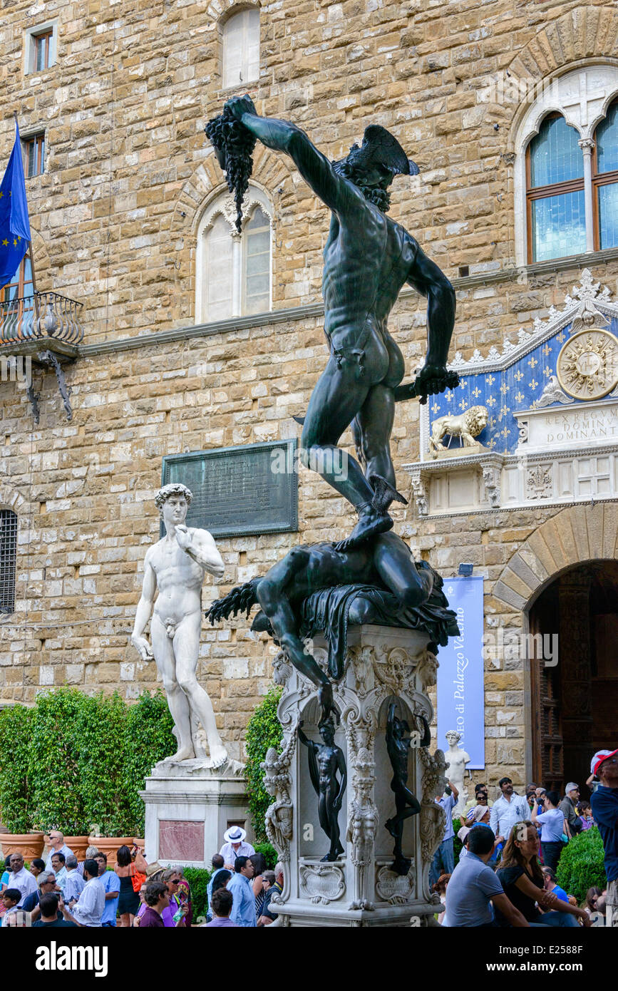 Vor dem Palazzo Vecchio in Florenz Stockfoto