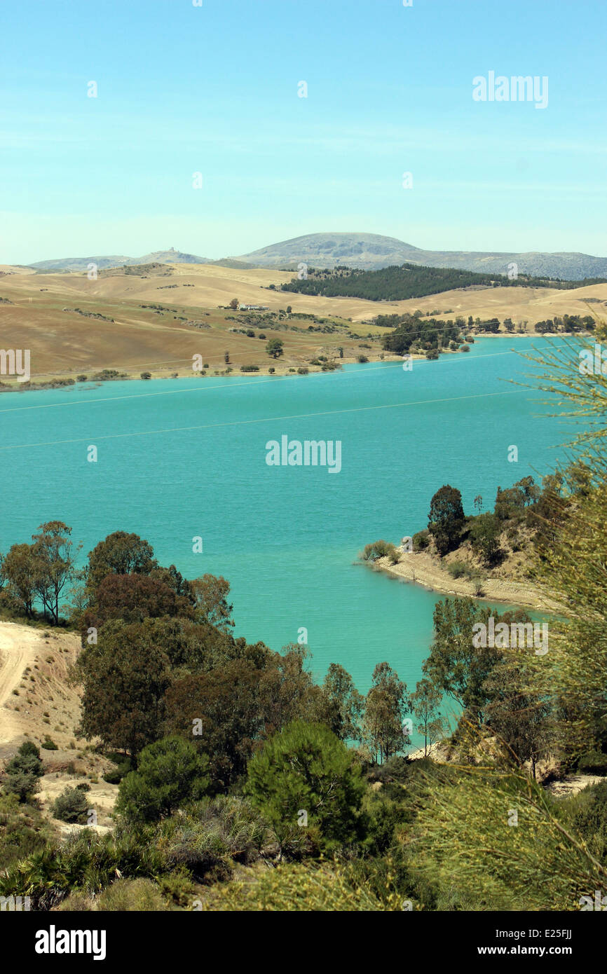 Der Embalse (Reservoir) der Guadalteba-Guadalhorce, Andalusien, Spanien Stockfoto